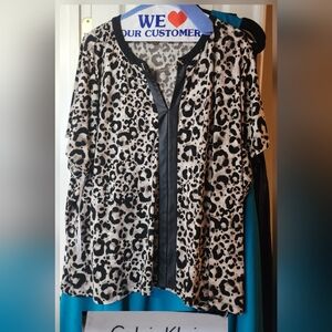 Calvin Klein Womens Plus Animal Print Blouse